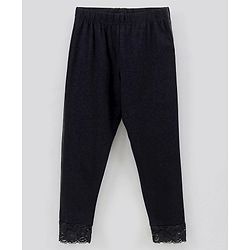Pine Kids Ankle Length Organic Cotton and Biowashed Leggings Solid - Blue Black