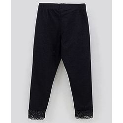 Pine Kids Ankle Length Organic Cotton and Biowashed Leggings Solid - Blue Black
