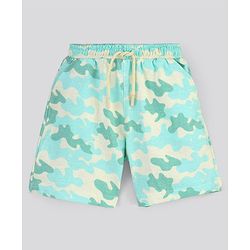Pine Kids Knitted Bio Wash Shorts Camo Print - Blue