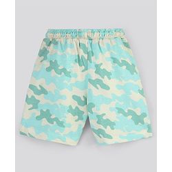 Pine Kids Knitted Bio Wash Shorts Camo Print - Blue