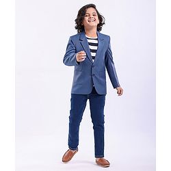 Pine Kids Half Sleeves 3 Piece Solid Party Suit - Multicolor