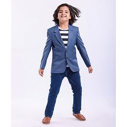 Pine Kids Half Sleeves 3 Piece Solid Party Suit - Multicolor