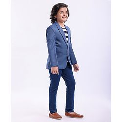 Pine Kids Half Sleeves 3 Piece Solid Party Suit - Multicolor