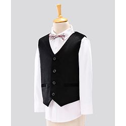 Pine Kids 3 Piece Full Sleeves Party Suit With Bow - Black White