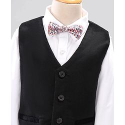 Pine Kids 3 Piece Full Sleeves Party Suit With Bow - Black White