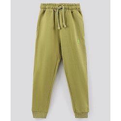 Pine Kids Full Length Biowashed & Solid Trackpants - Olive Green