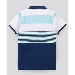 Pine Kids Half Sleeves Biowashed Striped T-Shirt - Blue White