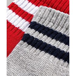 Pine Kids Ankle Length Anti Microbial Washed Socks Stripe Design Pack Of 5 - Red Grey Yellow Black White