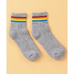 Pine Kids Ankle Length Knitted Socks Stripes Design Pack of 5 - Multicolour