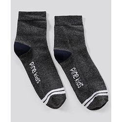 Pine Kids Ankle Length Anti Microbial Washed Socks Text Design Pack Of 3 - Grey Black Yellow