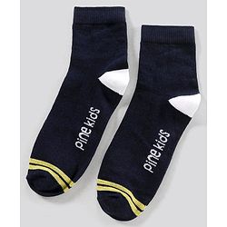 Pine Kids Ankle Length Anti Microbial Washed Socks Text Design Pack Of 3 - Grey Black Yellow