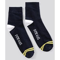 Pine Kids Ankle Length Anti Microbial Washed Socks Text Design Pack Of 3 - Grey Black Yellow