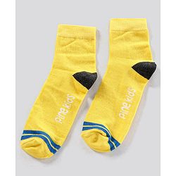 Pine Kids Ankle Length Anti Microbial Washed Socks Text Design Pack Of 3 - Grey Black Yellow