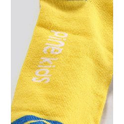 Pine Kids Ankle Length Anti Microbial Washed Socks Text Design Pack Of 3 - Grey Black Yellow