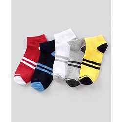 Pine Kids Anti Microbial Washed Stripe Socks Pack Of 5 - Multicolor