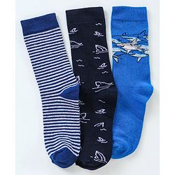 Pine Kids Ankle Length Antimicrobial Socks Set of 3 - Blue