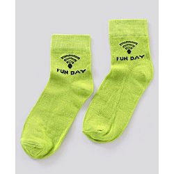 Pine Kids Ankle Length Anti Microbial Washed Socks Text Design Pack Of 7 - Blue Yellow Green Red Black Grey