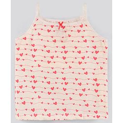 Pine Kids Sleeveless Biowashed Cotton Slips Heart Print Pack Of 3 (Colour May Vary)