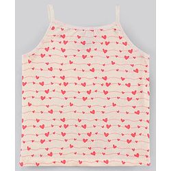 Pine Kids Sleeveless Biowashed Cotton Slips Heart Print Pack Of 3 (Colour May Vary)