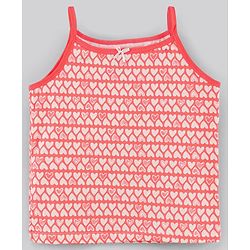 Pine Kids Sleeveless Biowashed Cotton Slips Heart Print Pack Of 3 (Colour May Vary)