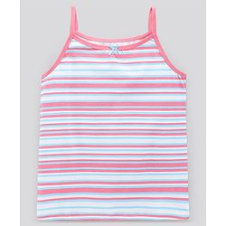 Pine Kids Sleeveless Cotton Lycra  Antimicrobial And BioWashed Slips Stripe Dot And Floral Print Pack Of 3 (Colour May Vary)
