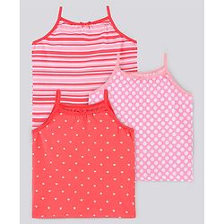 Pine Kids Anti-Microbial & Biowashed Sleeveless Slips Multi Print & Bow Pack Of 3 - Red Pink