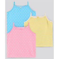 Pine Kids Anti Microbial & Bio Washed Singlet Sleeves Slips Polka Dots & Stripes Print Pack of 3 (Color May Vary)