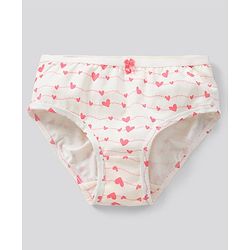 Pine Kids Cotton Lycra Biowashed Panties Heart Print Pack Of 3 (Colour May Vary)