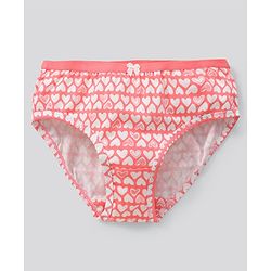 Pine Kids Cotton Lycra Biowashed Panties Heart Print Pack Of 3 (Colour May Vary)