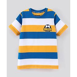 Pine Kids Half Sleeves T-Shirt & Shorts Set Striped - Yellow Blue