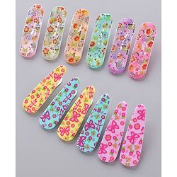 Pine Kids Floral Design Snap Clips Pack Of 12 - Multicolor