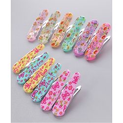 Pine Kids Floral Design Snap Clips Pack Of 12 - Multicolor