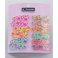 Pine Kids Floral Design Snap Clips Pack Of 12 - Multicolor
