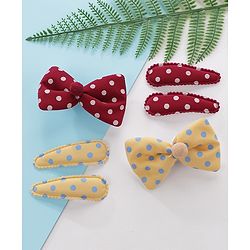 Pine Kids Hair Clips Pack of 6 - Yellow & Maroon