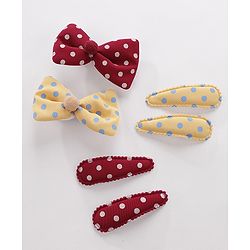 Pine Kids Hair Clips Pack of 6 - Yellow & Maroon