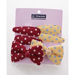 Pine Kids Hair Clips Pack of 6 - Yellow & Maroon