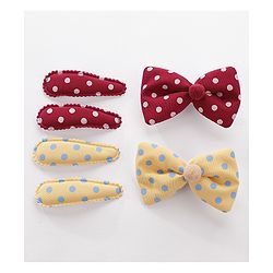 Pine Kids Hair Clips Pack of 6 - Yellow & Maroon