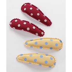 Pine Kids Hair Clips Pack of 6 - Yellow & Maroon