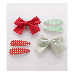 Pine Kids Hair Clips Pack of 6 - Red & Green