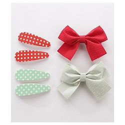 Pine Kids Hair Clips Pack of 6 - Red & Green