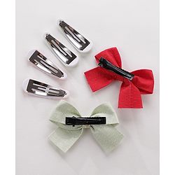 Pine Kids Hair Clips Pack of 6 - Red & Green