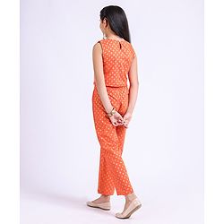 Pine Kids Half Sleeves Top and Palazzo Set Printed - Orange