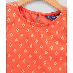 Pine Kids Half Sleeves Top and Palazzo Set Printed - Orange