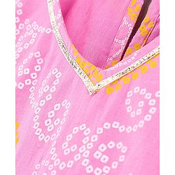Pine Kids Full Sleeves Cotton Printed Kurti with Palazzo - Pink