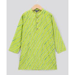 Pine Kids Full Sleeves Kurta Pajama Set Printed - Green
