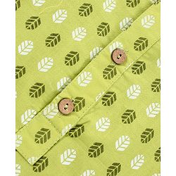 Pine Kids Full Sleeves Cotton Printed Kurta and Pyjama Set - Green
