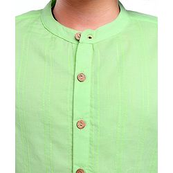 Pine Kids Full Sleeves Cotton Kurta Pajama Set Solid - Green