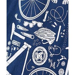 Pine Kids Half Sleeves Biowashed Cotton T-Shirt And Shorts Set Rider Essentials Print - Blue