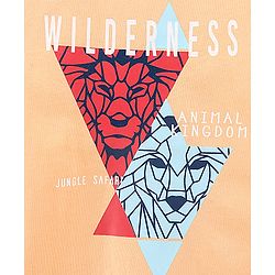 Pine Kids Half Sleeves Biowashed T-Shirt & Shorts Set Wilderness Print - Peach Blue