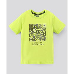 Pine Kids Half Sleeves Biowashed T-Shirt & Shorts Set QR Code Print - Green